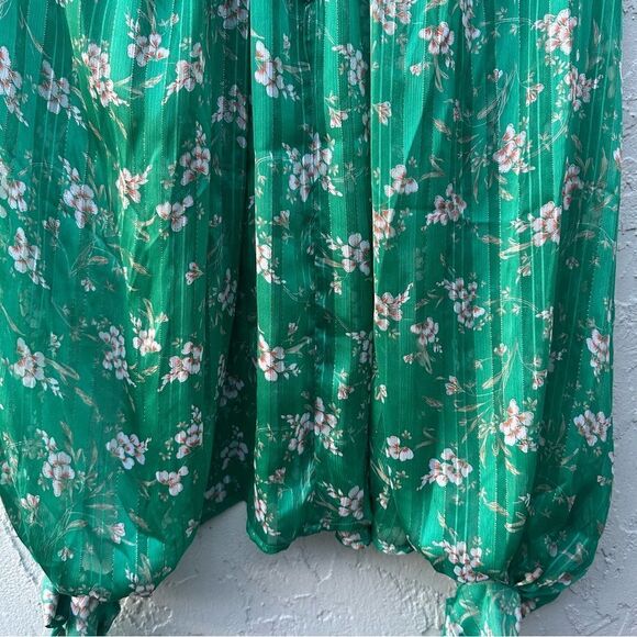 SABINA MUSAYEV Amal Blouse Top Women XS Green Floral Sheer Cut Out - Picture 10 of 11